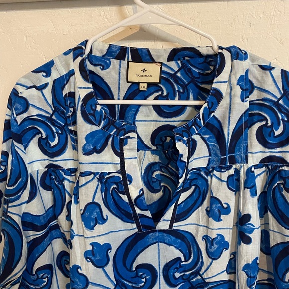 Tuckernuck capri blue bindi majolica Tunic coverup size xxl - Picture 8 of 10